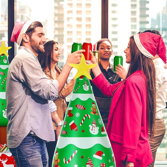 Hiboom 3 Pack Large Inflatable Christmas Tree Coolers Bulk 50 x 25 Inch Cool Beverage Coolers Gifts for Christmas Indoor Decorations