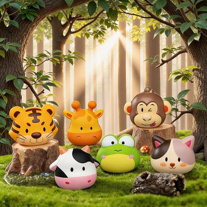 Party Favors for Kids 6PCS Large Animal Squishy Toys, Stress Balls Goodie Bag Stuffers, Pinata Stuffers,Birthday Gifts for Boys & Girls,Treasure Chest Prizes,Classroom Prizes for Kids