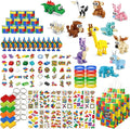 Party Favors for Kids Ages 6-12, 134 Pcs Building Blocks Toys for Boys Girls Kids with Temporary Tattoo Gift Bag, Goodie Bags & Stocking Stuffers Kid Classroom Prizes, Birthday Gifts Party Decorations