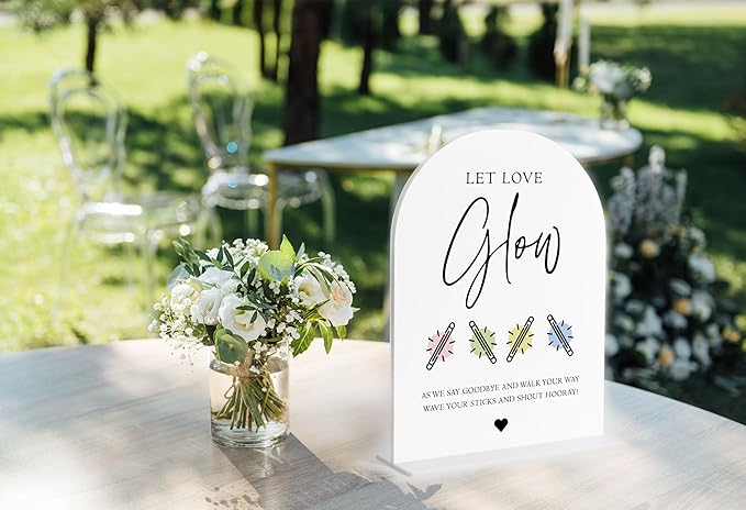 Let Love Glow Sign Wedding, White Arch Acrylic Sign, Wedding Dance Floor Props, Bridal Shower Decor, Engagement Party Decor, Centerpiece Table Decorations Party for Bride and Groom-16
