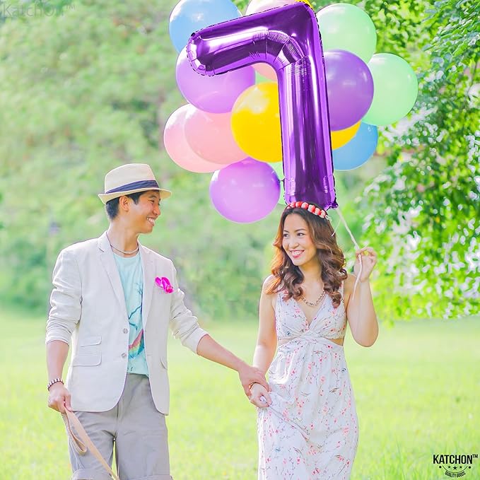 KatchOn Giant Purple Number 7 Balloon - 40 Inch | 7th Birthday Balloon for 7th Birthday Decorations
