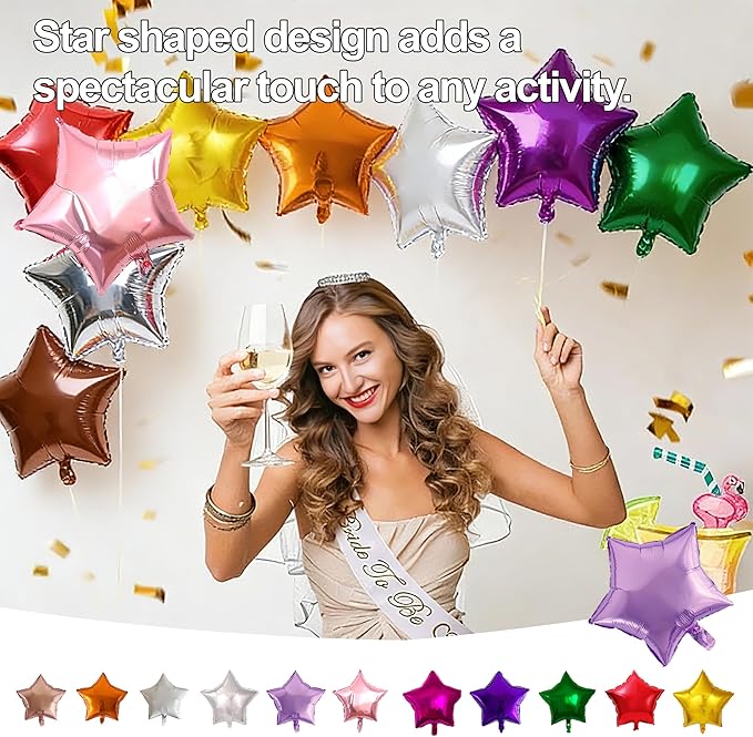 110 Pcs Star Shaped Foil Balloons 18 Inch Foil Helium Balloons Star Balloon for Party, Birthday, Wedding Decoration, New Year Eve Party (11 Colors)