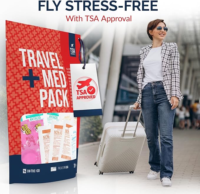 Travel Medicine Kit - 78-Piece TSA-Friendly Med Pack for Flights, Cruises & International Travel | Individually Wrapped Medication Essentials for Any Occasion