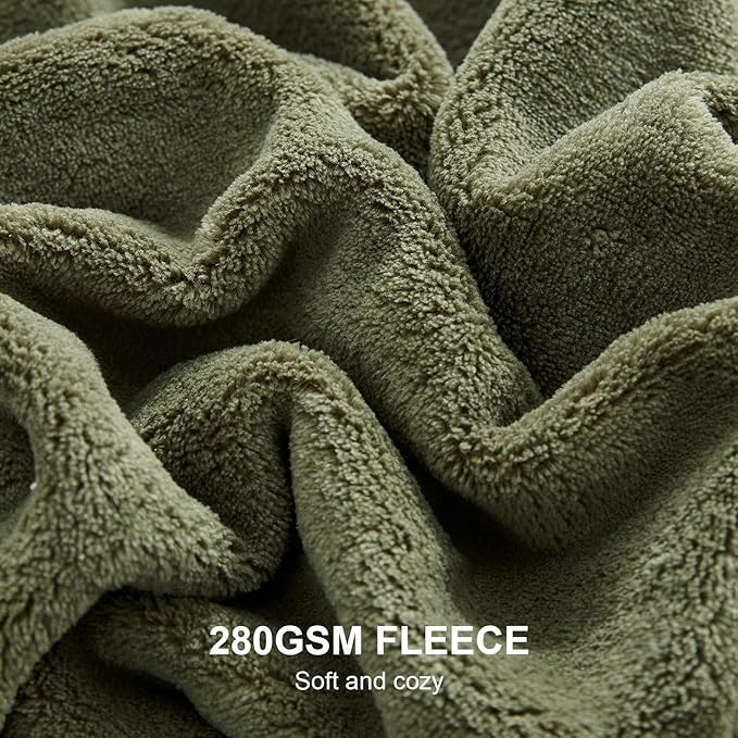 Hansleep Fleece Moss Green Queen Blanket, Super Soft Flannel Fuzzy Plush Cozy Blanket for All Seasons, Moss Green, Queen 90x90 Inches