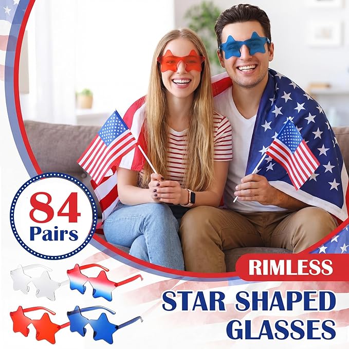 Xuhal Star Shaped Sunglasses Bulk 4th of July Star Glasses Patriotic Glasses for Christmas Independence Day Party Favors