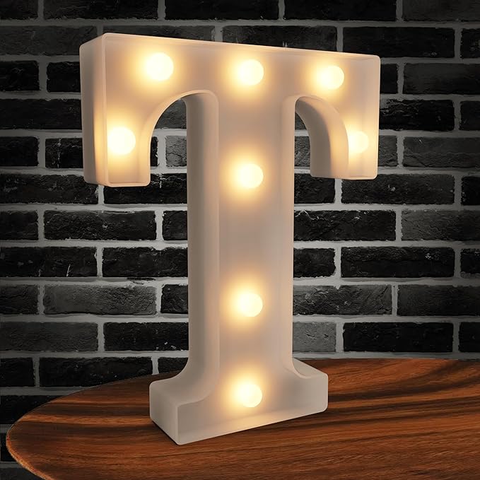 Light Up Marquee Letters, 26 Alphabet LED Lights, Night Light White Plastic Letters for Engagement Party Wedding Baby Shower Birthday Bar Decoration