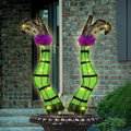 Juegoal Set of 2 Halloween Lighted Wicked Witch Legs with Stakes, 22" Light Up Tinsel Witch Prop, Halloween Yard Signs Timer & 8 Modes, Battery Operated for Outdoor Party Haunted House Garden Decor