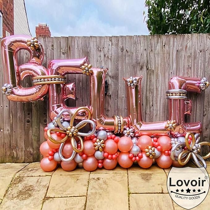 Lovoir 40 Inch Large Rose Gold Letter L Balloons Big Size Jumbo Mylar Foil Helium Balloon for Birthday Party Celebration Decorations Alphabet Rose Gold L