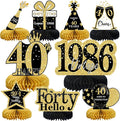 9 Pcs 40th Birthday Decorations Honeycomb Centerpieces for Women Men, Black Gold 1986 Aged to Perfection Vintage Centerpieces for Tables Toppers,Forty Years Party Decorations Supplies