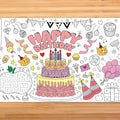 Birthday Party Giant Coloring Poster 30x72 Inch Drawing Paper Coloring Tablecloth DIY Art Crafts Mat for Birthday Themed Activity Wall Home Classroom Suppiles