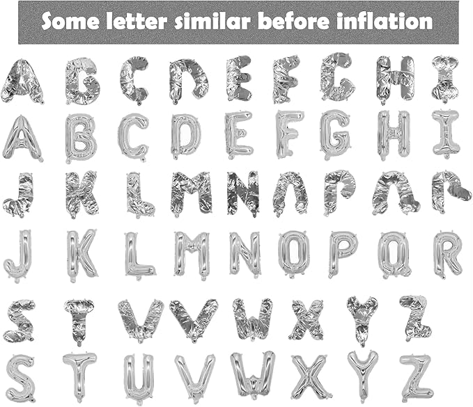 16 Inch White Letter Balloons Mylar Foil Alphabet Letter A-Z Balloons Set for Wedding Birthday Party Decoration Banner(26pcs Pack)