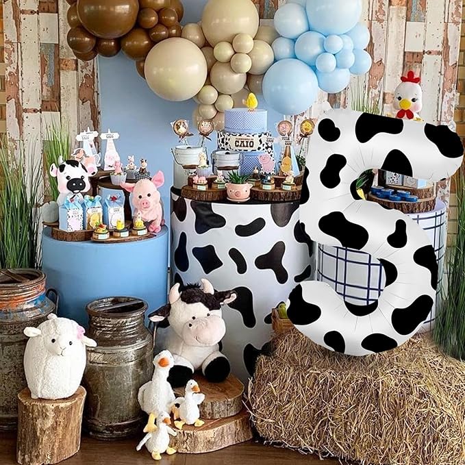40 Inch Cow Print Balloon, Number 5 balloons Cow Balloons for 5st birthday decoration, Large Cow Number Balloons for western party decorations Baby Shower Animal Theme Party Holiday Decor