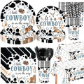 452 Pcs Cowboy Baby Shower Party Decorations Include a Little Cowboy Is on the Way Paper Plates Napkins Cups Tablecloth Cutlery Straws for girl Girl Baby Shower Party Supplies
