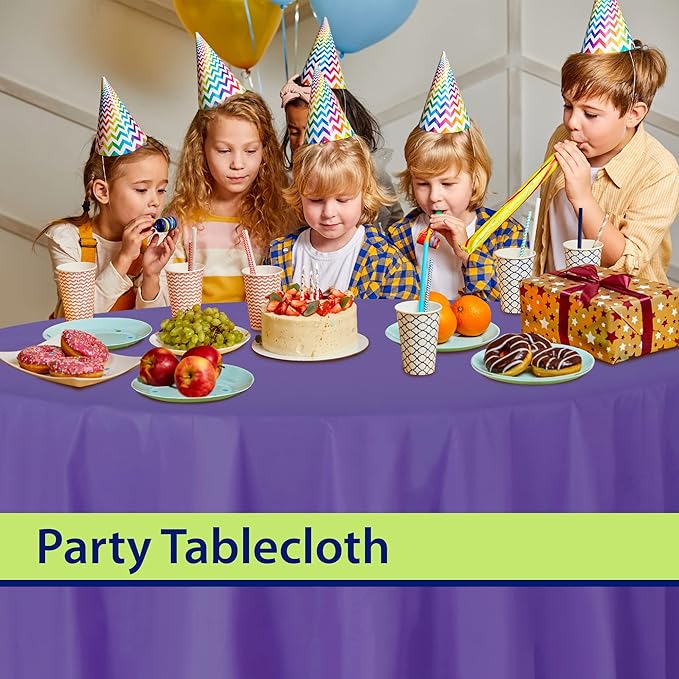 Party Dimensions Purple Disposable Plastic Tablecloth for Round Tables (36 Pack) Table Cloths for Parties, Events & Weddings, Indoors & Outdoors, 84 inches, Plastic Table Cover