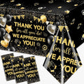 We Appreciate You Tablecloth Decoration,Thanks You Party Decoration 3pcs Black and Gold Thank You for All You Do Table Covers for Appreciate Party Employee Teacher Doctor Decor
