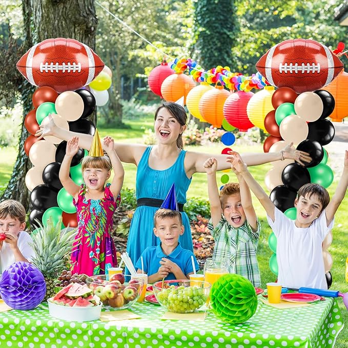 Kasyat 2 Sets Football Balloon Column Stand Kit Football Balloon Arch Garland with Adjustable Stands Tower Kit 100 Latex Balloons Foil Balloons for Game Sports Birthday Party Decorations