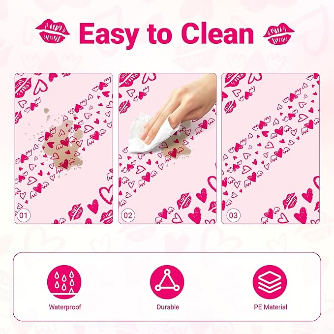 Childom 2 Pcs Valentines Day Tablecloths for Valentines Day Decorations,54" x 108" Disposable Plastic Tablecloths,Rectangle Rose Red Table Cover for Party Decorations Mothers Day Anniversary Birthday