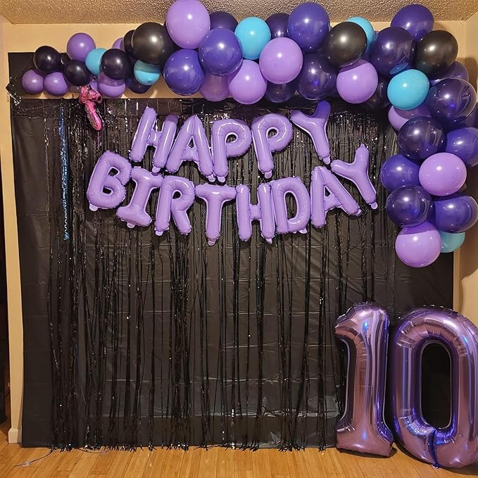 Purple Birthday Balloon Number 12, 40 Inch Big Foil Mylar Number 1 and 2 Balloons with Purple Confetti Latex Helium Balloons for Girls Women 12th 21st Birthday Anniversary Party Decorations Supplies