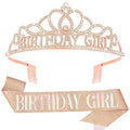 Chanaco Birthday Sash and Crown for Women, Birthday Tiara for Girls, Rhinestone Hair Accessories Party Decorations