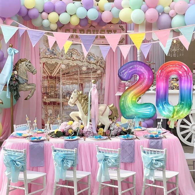 40 Inch Rainbow Number Balloon 2, Large Number Foil Balloons Mylar for Girl Boy Birthday Party Celebration Decorations Supplies, Digital Balloons for Wedding Anniversary Events Decorations