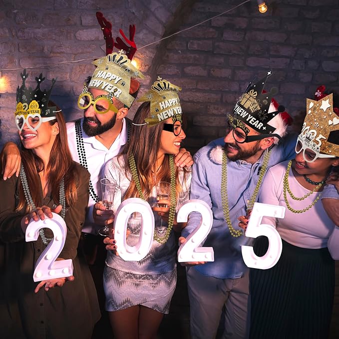 288 Pieces 2026 New Years Eve Party Supplies Include New Year Crown Glasses Headband Noisemakers Cone Hats Necklaces Hand Clapper Leis 2026 New Year Decorations Kit Party Supplies