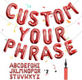 52 pcs Red Foil Letter Balloons with Air Pump, 16 Inch 2 A-Z Sets - Mylar Alphabet Balloon Kit for New Year, Valentine‘s Day, Birthday Banner & Party Decorations