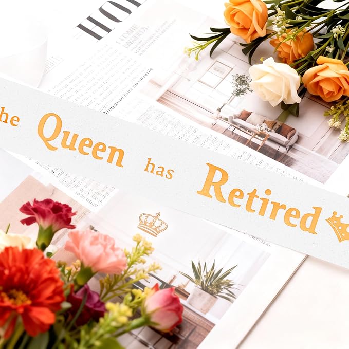 Retirement Party Decorations Gifts For Women Retirement Sash The Queen Has Retired Sash Party Favors Supplies White Glitter