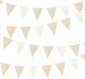 46Ft Burlap Party Decorations White Beige Burlap Banner Triangle Pennant Flag Linen Bunting Garland Streamers for Vintage Birthday Wedding Rustic Baby Shower Engagement Easter Party Decorations