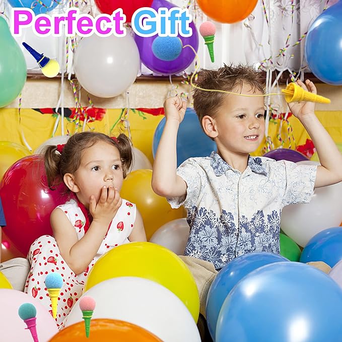 24 Pcs 4inch Ice Cream Foam Ball Launcher,Mini Ice Cream Cone Shooter Toys for Kids,Children,Carnival Prize,Party Favors