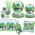 Trash Truck Birthday Party Decoration - Garbage Truck Birthday Party Tableware Supplies Includes Plates, Cups, Napkins, Tablecloth, Straws (40)