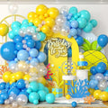 Blue Yellow Balloons Arch Kit, Blue Yellow Teal Balloons Party Decorations, Clear Balloon Arch Kit for Boys Girls Theme Birthday Party Decoration Baby Shower Party Supplies