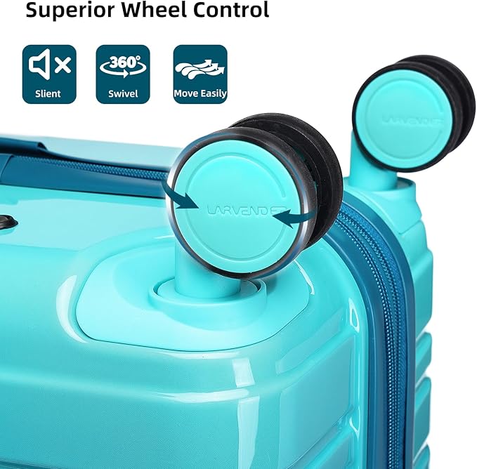 LARVENDER Luggage Sets 6 Piece, Expandable PC+ABS Hardside Multicolor Suitcase Sets with TSA Lock Double Spinner Wheels, Ocean Breeze