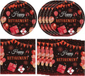 40PCS Retirement Party Decorations Women Red Retirement Paper Plates and Napkins Disposable Dinnerware Kit for Women Going Away,Serves 20