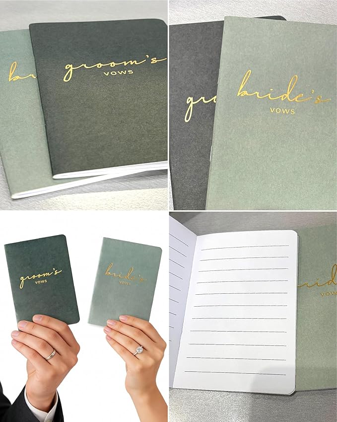 Vow Books His and Hers Wedding Vow Books Bride and Groom Vow Books Wedding Essentials Wedding Accessories(XZ-GB-Sage)