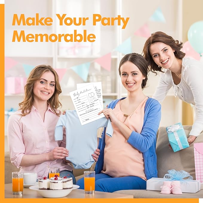 55PCS Baby Predictions and Advice Cards, Double Sided Baby Shower Decorations Cards Wishes to baby for Parents (White)