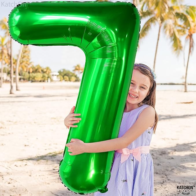 KatchOn, Giant Dark Green Number 7 Balloon - 40 Inch | 7th Birthday Balloon for Happy Birthday Decorations | Seven Balloons Number For 7th Anniversary Decorations | 7th Birthday Party Supplies