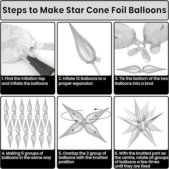 KatchOn, Large Silver Star Balloons - 50 Pieces | Star Balloon with Shine for Graduation Decorations 2026 | Silver Foil Balloons for Graduation Party Decorations | Birthday, Wedding Party Supplies