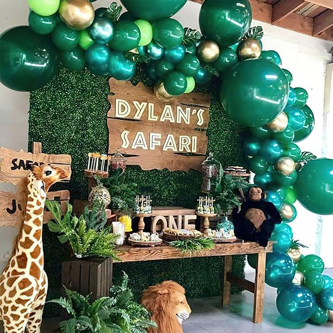 PartyWoo Dark Green Balloons 50pcs 12 Inch Emerald Hunter Forest Green Boho Neutral Balloons for Birthday Baby Shower Graduation Wedding Dinosaur Jungle Football Baseball Party Decorations Green-F14