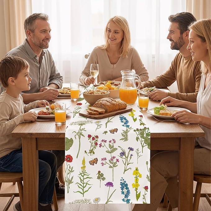 OHOME Spring Decorations for Home - Spring Table Runner - Spring Decor for Indoor Outdoor | Summer Table Decor Party Favors Supplies Banner