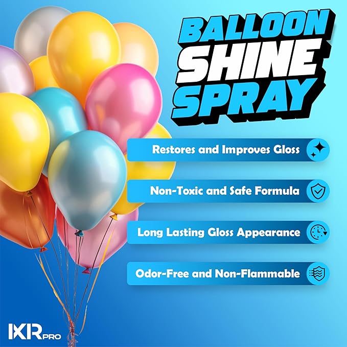 Balloon Shine Spray (16.9 oz) Set Instant High Shine Gloss for Party Balloons Long Lasting Finish for Party Decoration Includes Gloves & Protective Cover