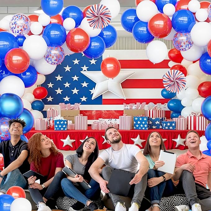 Red White Blue Balloons Different Size Red White and Blue Balloons Garland Arch Kit with Confetti Balloons for 4th of July Independence Day Birthday Party Anniversary