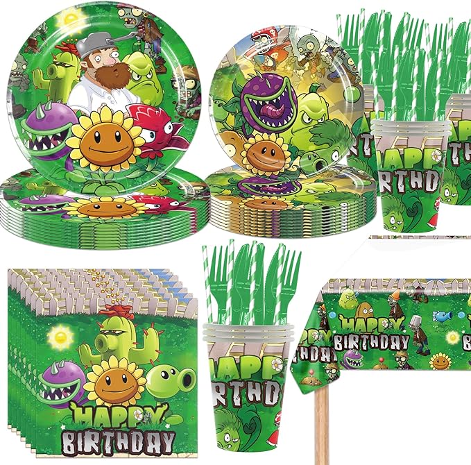 141pcs Zombies Birthday Tableware Decorations Party Plates Cups Soccer Theme Napkins Beach Ball Tablecloth for Soccer Party Decoration (Zombies)
