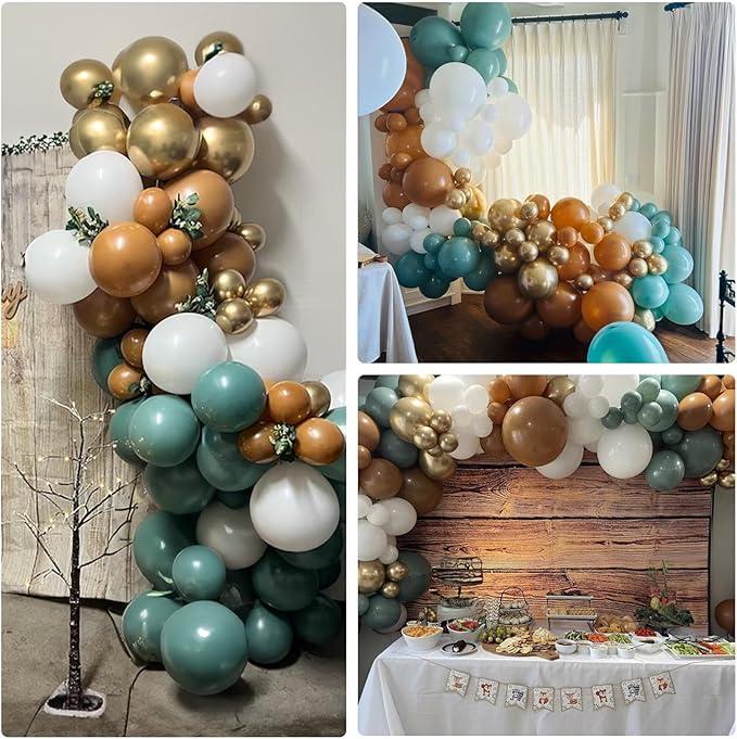 Dusty Blue Brown Balloon Arch Kit Slate Retro Blue White Coffee Gold Balloons Garland Rodeo Cowboy Latex Balloons for Western Cow Baby Shower Graduation Boho Farm Birthday Party Decorations