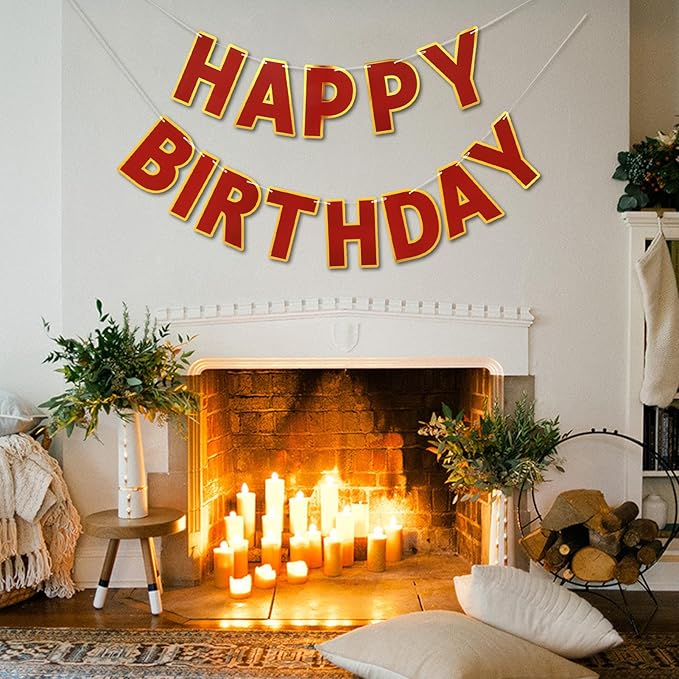 Happy Birthday Banner - 9ft Pre-Strung Happy Birthday Sign for Women, Men, Girls, Boys - No DIY Birthday Decorations & Party Supplies(Wine Red)