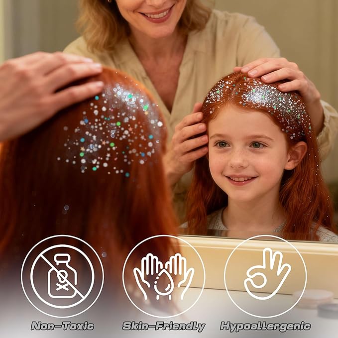Silver Face Hair Glitter,Cheer Holographic Silver Body Glitter,Rave Music Festival Singer Concert Accessories,Mardi Gras Outfit for Women,Halloween Cosplay Shimmer Makeup