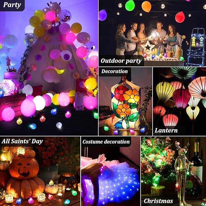 AIKEI 50pcs LED Balloon Lights,Red Mini Balls Lights,Long Standby Time Party Lamps,Waterproof for Paper Lantern,Easter Eggs Decor, Valentines Day Halloween Wedding Birthday Party Decoration