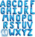 [26 Pcs] 16" Letter Blue Foil Balloons A-Z set, Mylar Aluminum Hanging Alphabet for Graduation Birthday Party Decorations New Year eve