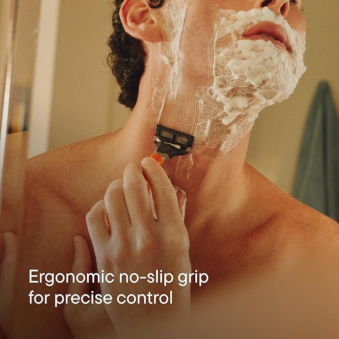 Harry's Original Shaving Kit for Men - Razor Handle, 3 Razor Blade Refills, Foaming Shave Gel, and Travel Blade Cover - German Engineered - Ocean Blue