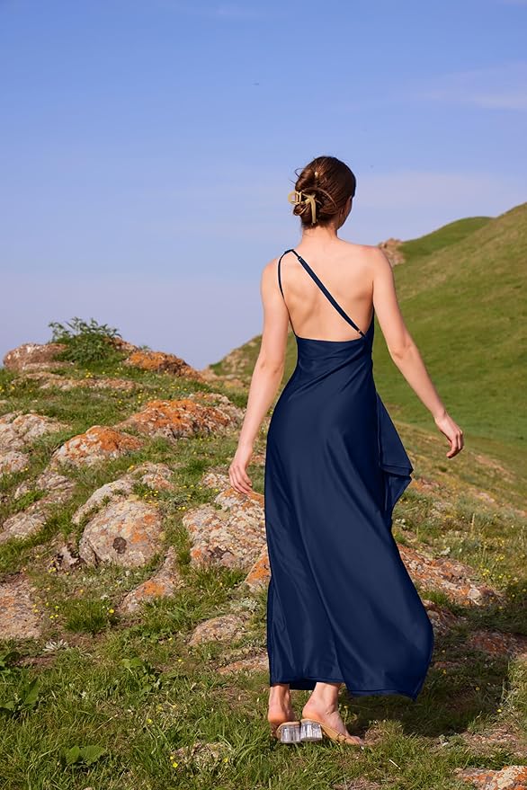 Memoriesea Women's Sexy One Shoulder High Split Cocktail Wedding Party Maxi Dress