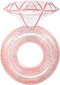 HeySplash Pool Floats, Inflatable Diamond Ring Pool Float, Large Engagement Ring Floatie for Bachelorette Party, Swim Tube River Lake Wedding Bride Stagette Decor Fun Toy Raft Adults, Rose Gold